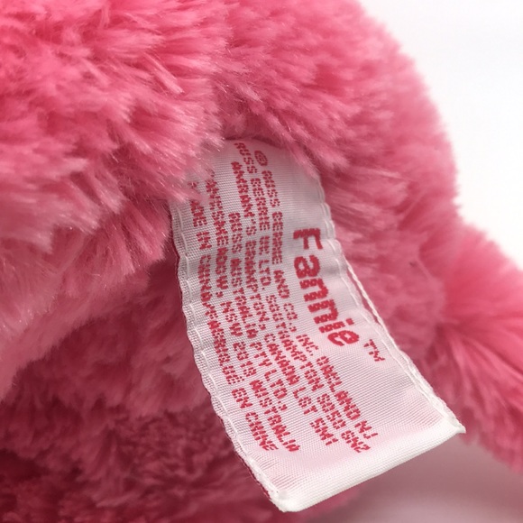 Russ Berrie Plush Pink Fluffy Elephant With Big Ears W/ Heart Fannie Stuffed Toy - Picture 7 of 10